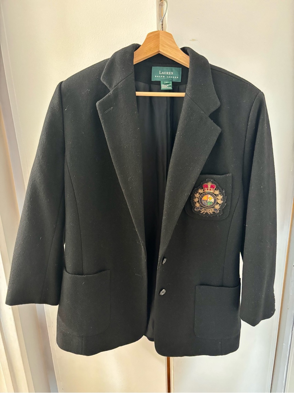 Ralph Lauren Black Wool Crest Blazer